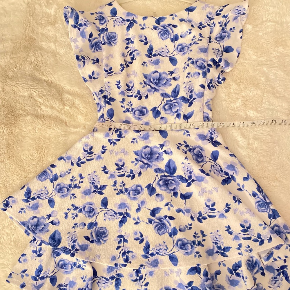 Floral Blue and White Dress